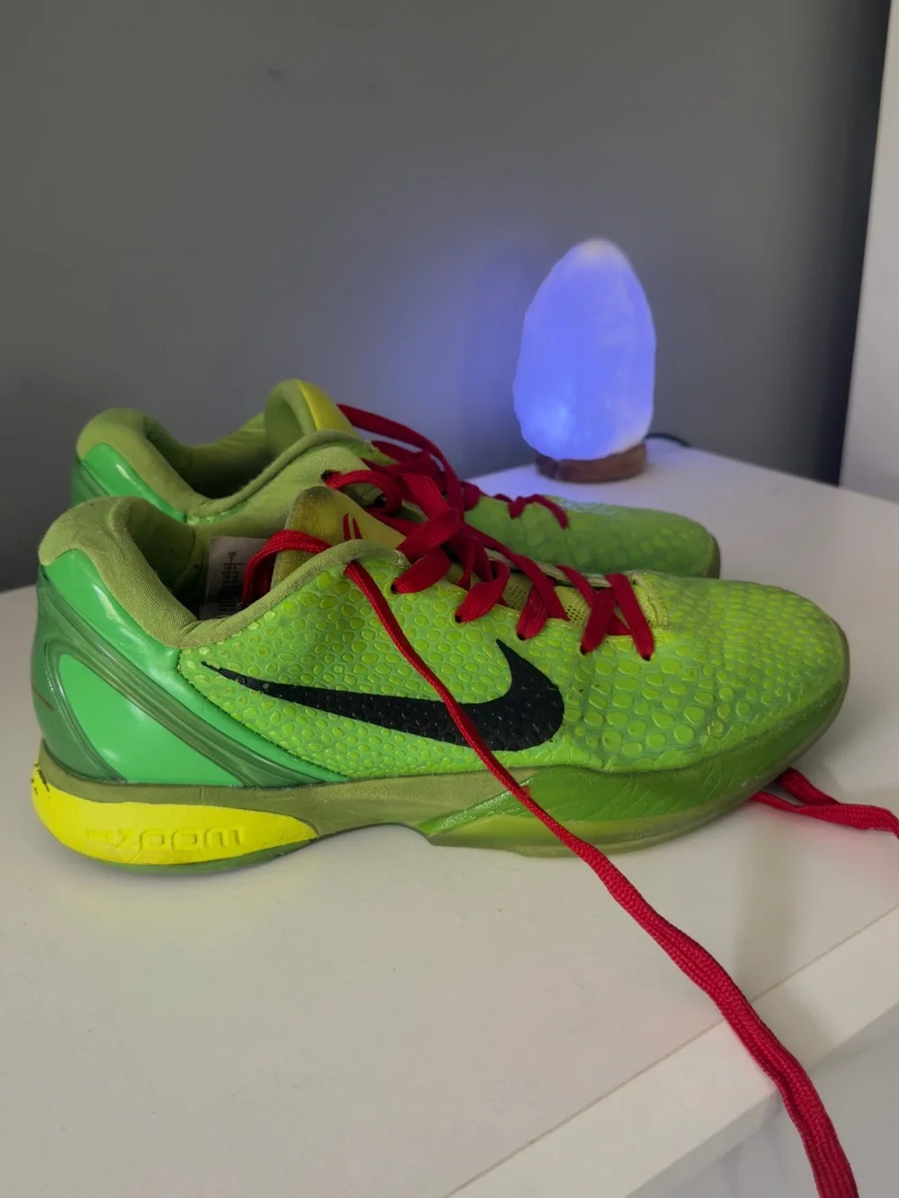 Nike Kids Neon Green Basketball Sneakers with Red Laces